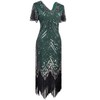 Women 1920s Sequin Beaded Tassels Hem Flapper Dress with 20s
