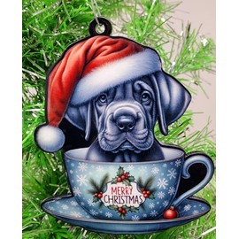 Generic Great Dane Dog Santa Pup in Merry Christmas Tea Cup Ornament
