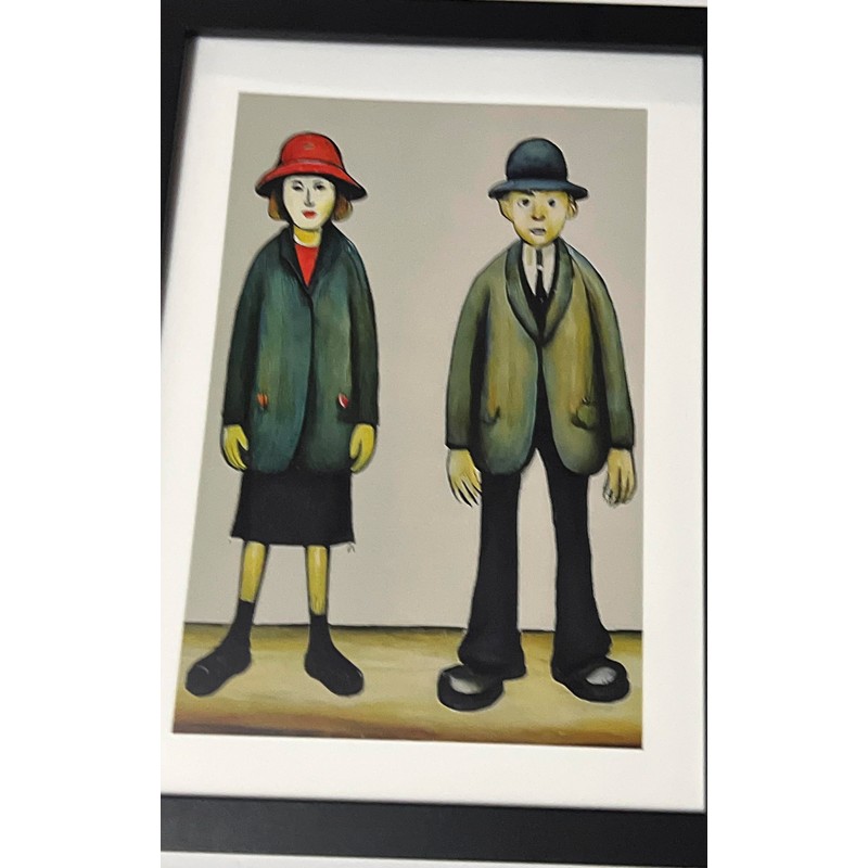 Greetingles Lowry-Style 12"/31cm Square Framed Print. Beautiful Black Ash Frame