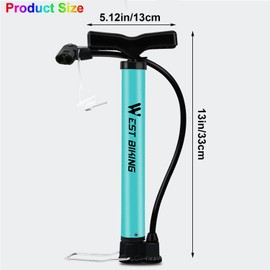 WADY Bike Pump, High Pressure Portable Mini Bike Pump, Bike Floor Pump, Compatible with Presta and Schrader Valve Portable Bicycle Pump, Steel Floor Bicycle Air Pump, Mini Bicycle Pump
