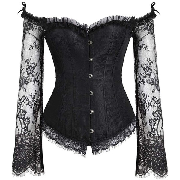 Eudolah Ladies' Vintage Corset, Gothic Bustier, Full Breasted Top with Sleeves, Gothic Corset, shapewear Bustier, Top - XL (38-40)