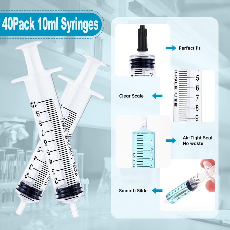 Gufastoe Pack of 40 10 ml Syringe with Protective Caps