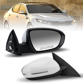 MOFOAP Passenger Side Mirror Compatible with 2011 2012 2013 Kia Optima Mirrors with Turn Signal Light,Power Glass,Manual Folding,Replace KI1321152 White (5 Pins)