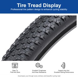 FengCan 26 x 2.10 Bicycle Tyres 26 Inches, 26 x 2.1 Tyres 52/54-559 Bicycle Coat Foldable Suitable for 26 x 2.0 26 x 2.10 52-559 26 x 2.125 54-559 City/Mountain/Road Bike Bicycle Tyre Replacement