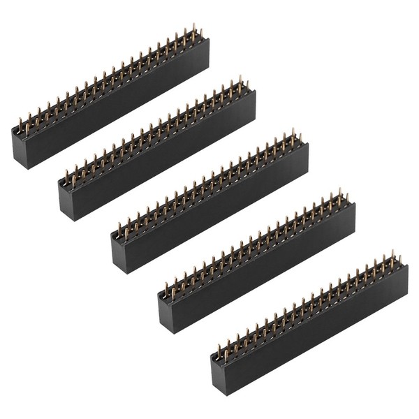 Pack of 5 Female Headers, 2 x 20 Pins 2.54