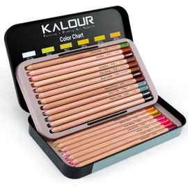 KALOUR Pro Pastel Chalk Colored Pencils,24 Colors portrait set,Color Charcoal Pencils for Drawing Sketching Coloring Shading,Art Supplies for Adults Artists