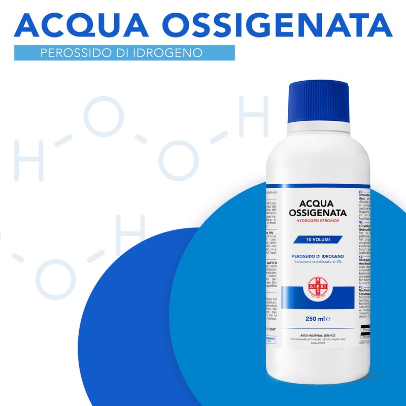 AIESI® Acqua Ossigenata F.U. disinfettante (2x250 ml) con tappo di