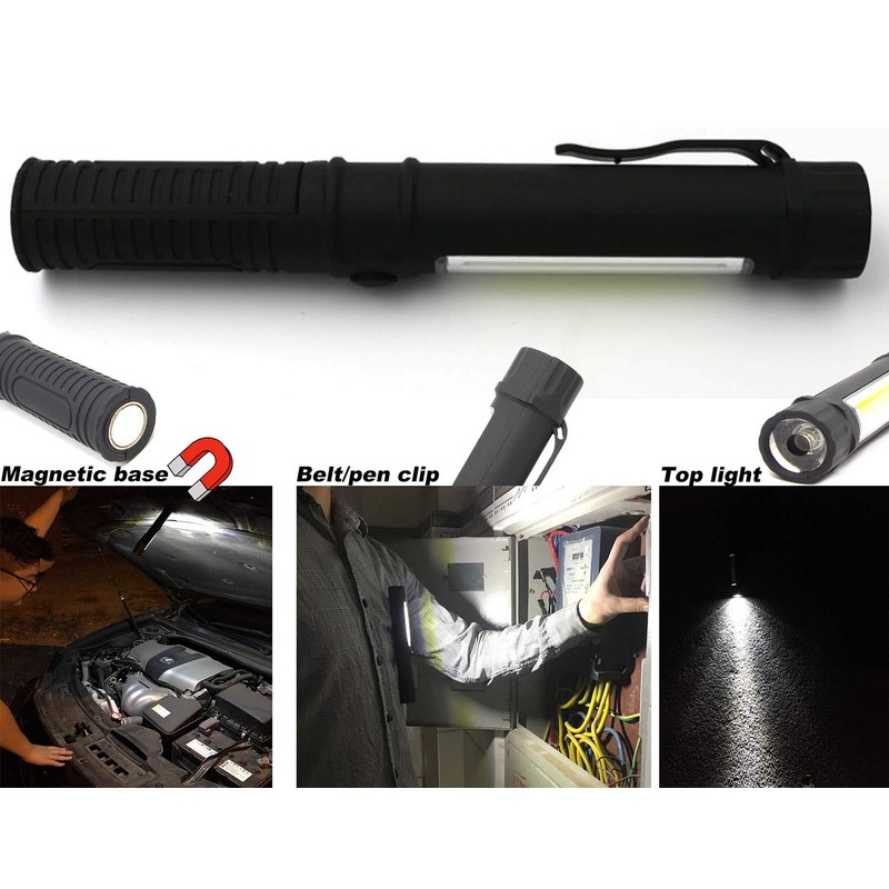 COB LED Work Flashlight with Magnetic Base and Clip Multi-Function