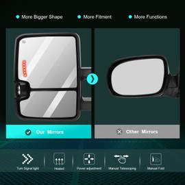 SCITOO Towing Mirrors Compatible with 2008-2013 For Chevy Silverado For GMC Sierra All Models A Pair Power Adjusted,Heated,LED Turn Signal Light,Running Light,Clearance Light,with Chrome Cap Housing