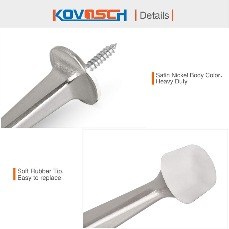KOVOSCH 2 Pack Solid Rigid Door Stops - Heavy Duty