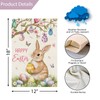 Louise Maelys Happy Easter Garden Flag Bunny Rabbit with Easter