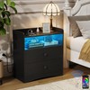 Memobarco Nightstand with Charging Station and LED Light,Modern Nightstand with
