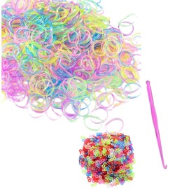 Tuilful 600+ Glow in Dark Loom Bands Refill Pack with Hook Tool and Colorful S Clips Art Craft Refills for DIY Bracelet Making Refill Kit (600+)