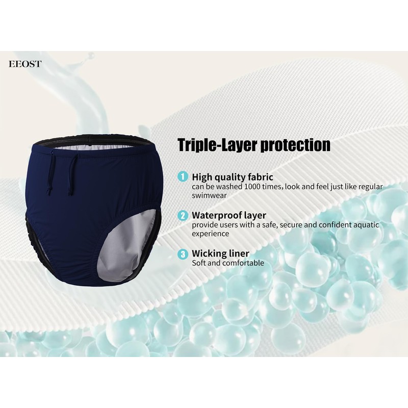 EEOST Adult Reusable Swim Diapers Special Needs Swimwear for Incontinence