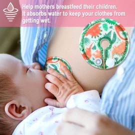 Breling Paquete de 24 almohadillas de algodón para apoyo de alimentación almohadillas de alimentación de dinosaurio almohadillas en forma de G, fundas de botón para cuidado de enfermería (dinosaurio)