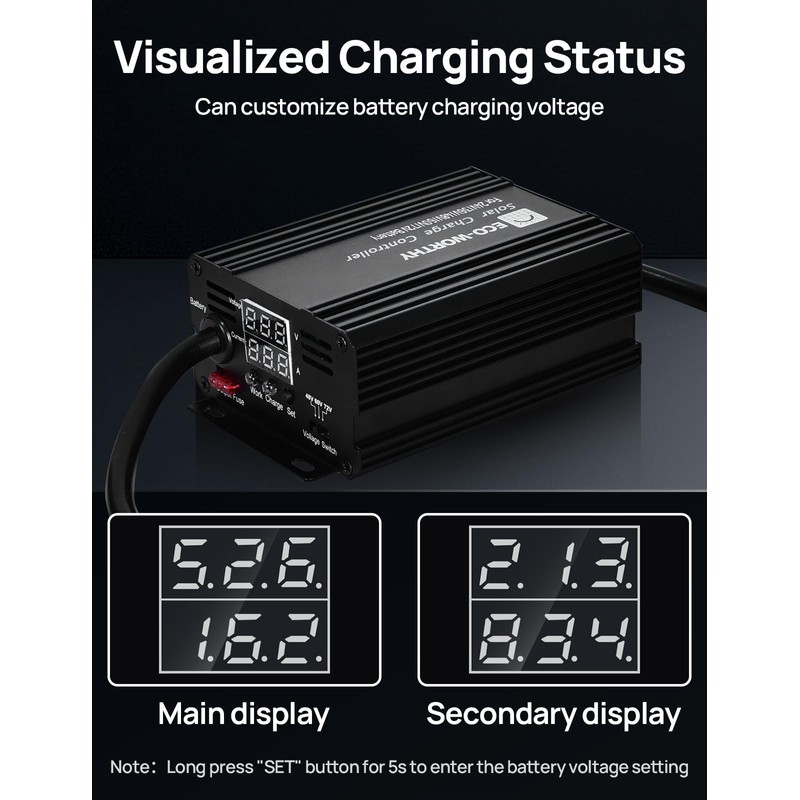 ECO-WORTHY 12A Boost MPPT Solar Charge Controller Solar Panel Regulator