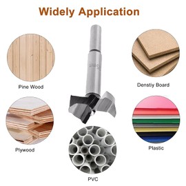 Aoktorkit 1pc 24mm Forstner Drill Bit, Wood Boring Bit, Round Shank, Centre Point, Carbide Alloy, Uncoated, Drill Bit