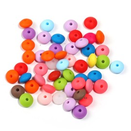 【B170】 Beads for DIY Projects: 15mm Round, Mixed Color, 30Qty PRINT, 50Qty SOLID Silicone Beads - B170:_Valentine's Day  White 50pcs