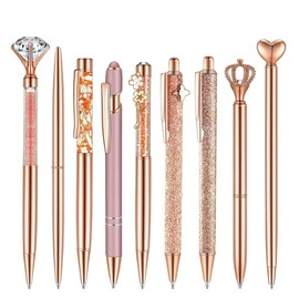 Glitter Ballpoint Pen Set, 1 Set Artificial Diamond Pen, Creative Metal Pen for Students, Wedding Desk Supplies Gift, Easter Gifts:_Red_5 Counts/set
