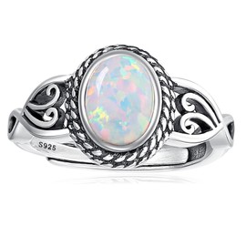 BONLAVIE Turquoise Ring Silver 925, Oval Golden Pine Line Turquoise Ring, Vintage Silver Pattern Ring, Adjustable Rings for Women, Silver Ring 925 Ladies, Silver