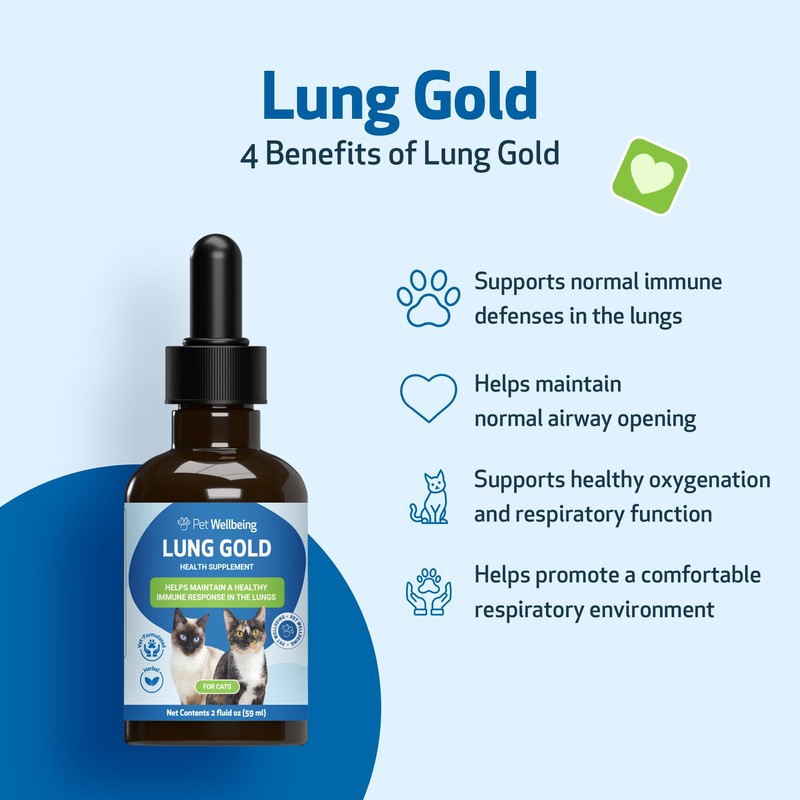 Pet Wellbeing Lung Gold for Cats - Lung Immune Support,