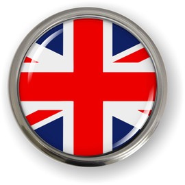 Union Jack United Kingdom Flag 3D Domed CAR Emblem Badge Sticker Semi-Flexible Aluminum Round Bezel