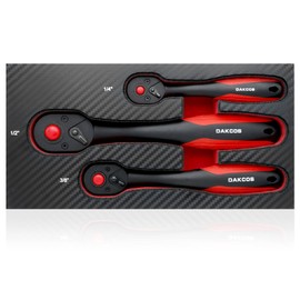 DAKCOS Socket Wrench Set 1/4" 3/8" 1/2" Drive Ratchet with Quick Release Composite Offset Handle Reversible Spanner 72 Teeth