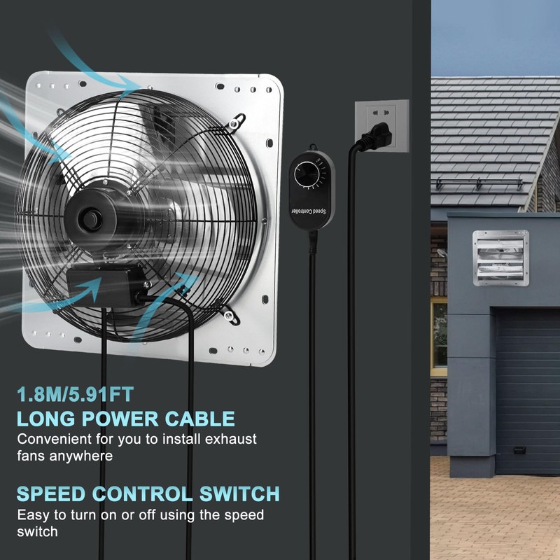 Criditpid 14 Inch Shutter Exhaust Fan with Speed Controller and