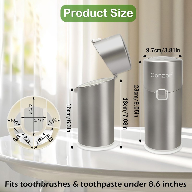 Conzon Toothbrush Holders for Bathrooms, Travel Toothbrush Organizer Toothbrush and