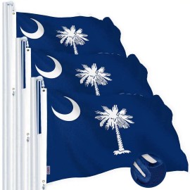 UD_G128 3 Pack: South Carolina SC State Flag  3x5 Ft  Embroidered 220GSM SPUN POLYESTER - Embroidered Stars, Sewn Stripes, Brass