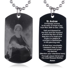 FAYERXL Scripture Baptism Holy Bible Verse Dog Tag Necklace,Engraved Catholic Christian Communion Confirmation Rite Religious Gift (Christmas Prayer St.Andrew)