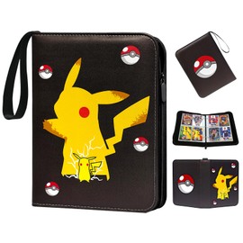 YFCHOTI Trading Card Album 4 Compartments, 400 Pockets Cards Scrapbook Collector's Book with Zip Carry Handle 50 Sleeves Waterproof Cards Book Folder 3-Ring Cards Book Folder