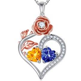 Iefil Jewelry for Women - Birthstone Necklace for Women, Women Necklace, Silver Jewelry, Prom Jewelry, Western Jewelry for Women, November Birthstone Necklace, Citrine Necklace, Tanzanite Necklace