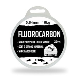 Major Fish 100% Fluorocarbon Leader Line 30 Metres Fluorocarbon Cord (0.64 mm - 16 kg)