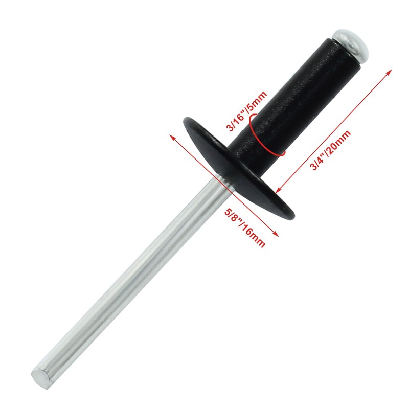 Zorveiio 60 Pcs 3/16" x 3/4" Large Flange Aluminum Blind