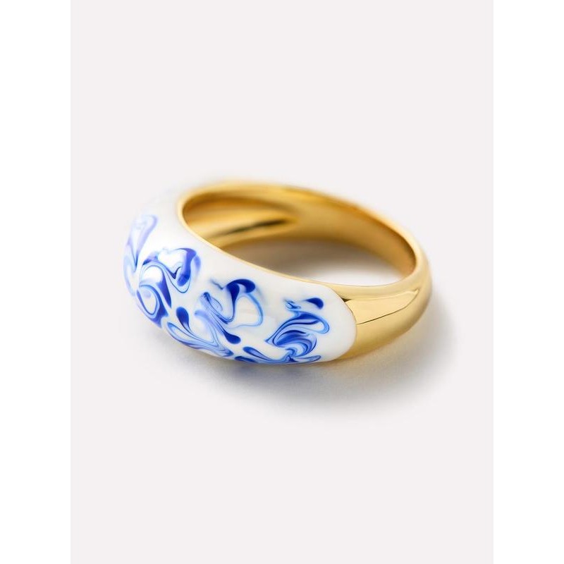 Ana Luisa Enamel Ring - Wrenley Marble Blue - Size: