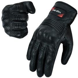 FOXKULL Motorcycle Gloves for Men, Touchscreen Motorcycle Gloves with Hard Shield & Palm Pads for Motorcycle Cycling (Red, Large)