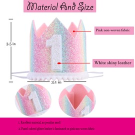 Baby 1st Birthday Rainbow hat - First Birthday Crown hat, Baby Birthday Photo Props, Mini Rainbow Crown Party Decorations