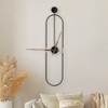 DRELIFAM Modern Oval Wall Clock Large Wall Clock with Walnut