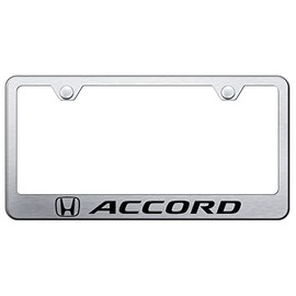 Au-TOMOTIVE GOLD Laser Etched Logo Stainless Steel License Plate Frame for Honda Accord (Brushed Chrome)