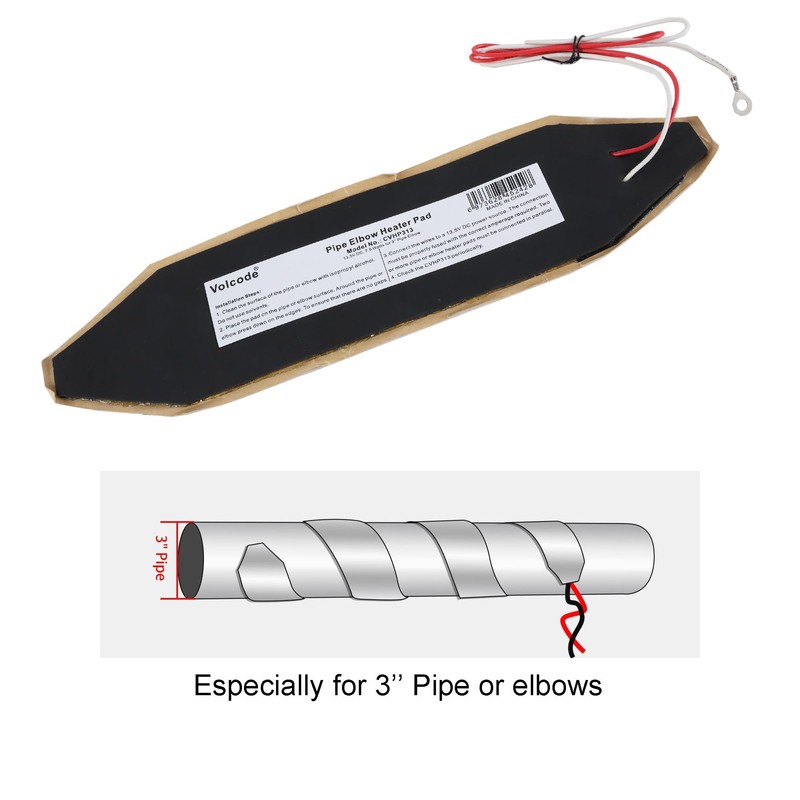Volcode 12V 3Pack RV Elbow Pipe Water Heater Pad 3''