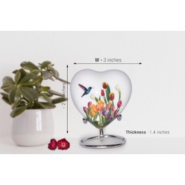 Bold & Divine Hummingbird Heart Keepsake Urn - Mini Heart Cremation Urn with Stand & Premium Box - Perfect for Adults & Infants