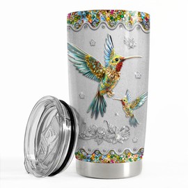 SANDJEST Hummingbird Themed Tumbler Cup