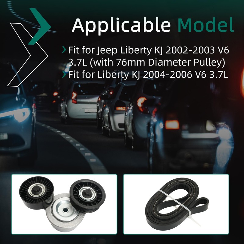Engine Serpentine Belt Drive Kit Fit for Jeep Liberty KJ