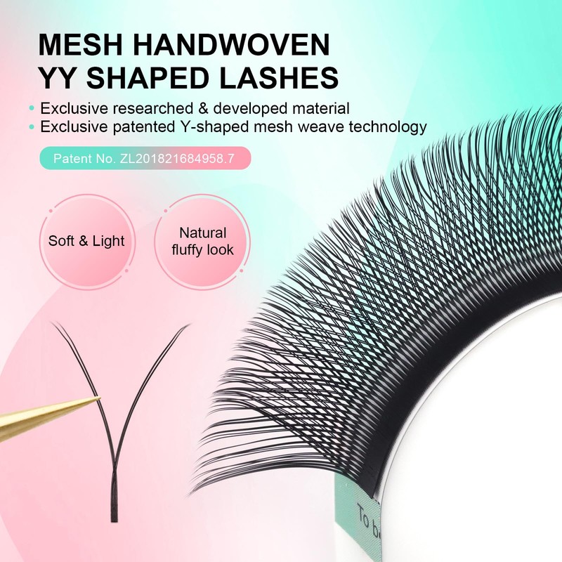NAGARAKU YY Eyelashes, 4D Y Shape, Double Tips, Fan Weave,