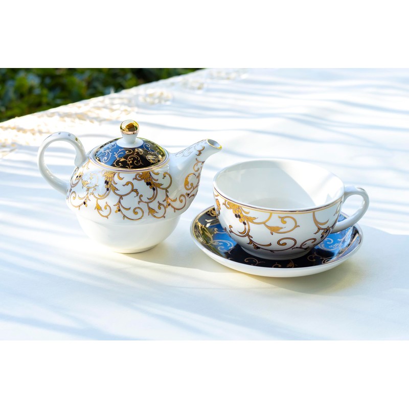 Gracie China Shop Grace Teaware Gold Scroll Fine Porcelain Tea