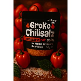 Schlump-Chili GroKoHabanero Chilli Salt Spice Salt Refill Set for Spice Mills with Stainless Steel Grinder or Ceramic Grinder Sharp (1 x 80 g)