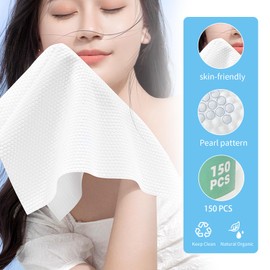 Kiluiu Compressed Towels, Camping Towels, Magic Cotton Wipes, Disposable Facial Towels, High-Capacity Travel/Camping/Hiking Towels, 150Pcs/9X9" (white pearl pattern)