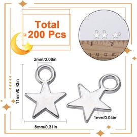 SUNNYCLUE 1 Box 200Pcs Silver Stars Charms Mini Star Charms Alloy Tiny Celestial Christmas Small 5 Point Star Charm Bulk for Jewelry Making Charms Women DIY Necklaces Earrings Bracelets Crafts Wedding