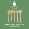 Natural Elements Eco Bamboo Kitchen Utensil Set, Non Stick Safe,